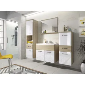 WELLTIME »ELDA«, (Komplett-Set, 5 St.), Waschtisch inkl. Waschbecken, Hochschrank, Badschrank und Spiegel