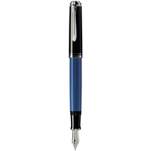 Pelikan Füllhalter Souverän 405, Schwarz-Blau, Feder EF (extra-fein), hochwertiger Kolbenfüller im Geschenk-Etui, 932806