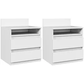 Homcom Nachttisch Weiß, Holzwerkstoff, 39.6x50.4x32.3 cm, Schlafzimmer, Nachttische