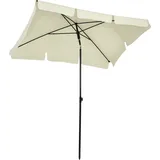Garten-sonnenschirm 2 X 1,3 M, Neigbar, Mit Gerüschtem Rand, 4 Aluminiumstreben, 160 G/m2 Polyestergewebe, Für Garten, Terrasse Und Balkon, Creme