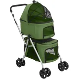 Hundewagen Für 2 Hunde Faltbar Grün 83X48X97 Cm Oxford-Gewebe