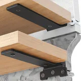 Yeabett 2 stück Regalhalter 10cm, Regalträger Metall mit Schrauben, 70 Kg Tragkraft, Schwarz