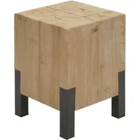 Mendler Beistelltisch HWC-L76b, Blumentisch Tisch, Industrial Metall Massiv-Holz MVG-zertifiziert, 46x32x32cm natur