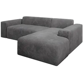 Juskys Sofa in L-Form Vals rechts Dunkelgrau