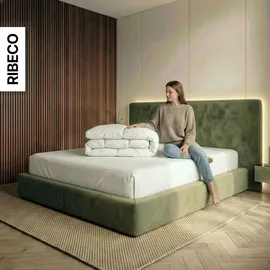 RIBECO GERMANY Daunenbettdecke 155x220 cm – Wärmeklasse: leicht – –kuschelige Decke mit Kassettensteppung, - Weiß