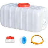 CZXMD Wasserkanister mit Hahn,Weiß Tragbar GroßEs FassungsvermöGen Trinken Wassertank,Kunststoff Lebensmitteltauglich HDPE Weithalsfass WasserbehäLter,für zu Hause und Camping(Size:50L)