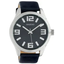 Oozoo Damenuhr mit Lederband Classic Color Line XL 47 MM Dunkelblau C10236