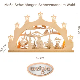 Weigla LED Schwibbogen/Lichterbogen"Schneemann im Wald" 7 flg. Erzgebirge garantiert