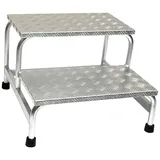 Sz Metall Trittleiter SZ METALL, grau (aluminiumfarben), B:61cm H:40cm L:59cm, Aluminium, Leitern, Aluminium, 2-stufig