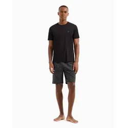 Emporio Armani für Herren. EM000399_AF10801 Bermudashorts Pyjamashorts mit gemischtem marineblauem Druck (S), Heimtextilien, Baumwolle, Kurz