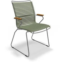 HOUE - CLICK Outdoor Dining Armlehnstuhl mit hoher Lehne, olivgrün