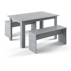 Vicco Tischgruppe Sitzgruppe Essgruppe Holztisch Esstisch Holz Tisch  Beton