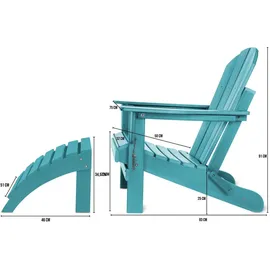 ASPERO Gartenstuhl Adirondack 75 x 83 x 75 cm grau/türkis