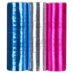 3 Rollen Luftschlangen blau pink silber