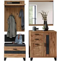 Linea Natura Garderobe, Grau, Wildeiche, Holz, Textil, Holzwerkstoff, Wildeiche,