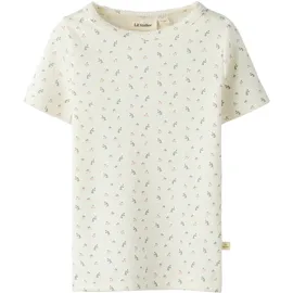 Lil' Atelier T-Shirt "NMFGAGO SS SLIM TOP LIL NOOS", Mädchen, Gr. 92, coconut milk aop:small flower, Jersey, Obermaterial: 57% Baumwolle, 38% Lyocell, 5% Elasthan, bedruckt, slim fit normal, Rundhals, Shirts T-Shirt, Baumwollmischung, Druck, Kurzarm