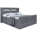 altdecor Boxspringbett mit Matratze 20 cm, 200x200 - Dunkelgrau Holzwerkstoff, Höhe ca.