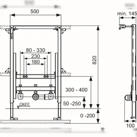 TECE TECEprofil Bidetmodul für wandhängendes Bidet, Bauhöhe 820mm