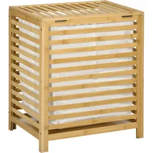 Homcom Wäschekorb 55L Wäschebox, Wäschesammler mit Deckel, Entnehmbarem Wäschesack, für Schlafzimmer, Bad, Bambus 50 x 36 x 60 cm Natur