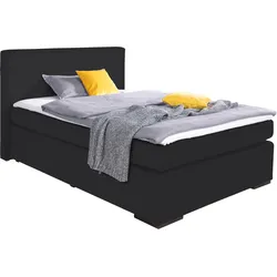 Boxspringbett ALINA "Nikki", schwarz (schwarz tls 10), B:133cm L:214cm, Komplettbetten, Boxspringbett, inklusive Matratze und Topper, Füße schwarz