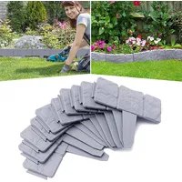 LARS360 Rasenkante Steinoptik 7,5m Gartenpalisade Kunststoff Grau