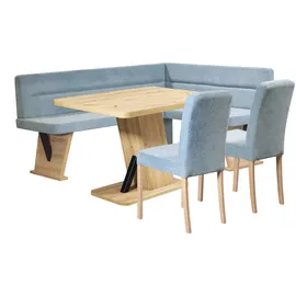 Home Affaire Eckbank HOME AFFAIRE "Laros", blau (türkis, dekor eiche ontario), B:182cm H:87,5cm T:141cm, Massivholz, Spanplatte, Sitzbänke, Eckbank, Bezug in verschiedenen Qualitäten und Farben