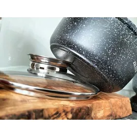 ZILNER 12-tlg Antihaftbeschichtet Kochtopfset Topfset Geschirrset Marmorbeschichtung, Induktion Topf-set ZL-8528 - Schwarz