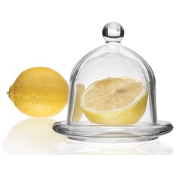 Sendez Tortenglocke Transparente Glashaube mit Teller 9,5cm Zitronenglocke Zwiebelglocke Glasdom Glasglocke