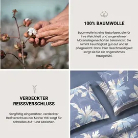SCHIESSER Vera Floral Blau 135 x 200 cm + 80 x 80 cm