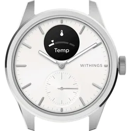 Withings ScanWatch 2 42 mm perlweiß/silber, Sport Flourelastomer-Armband grau/silber