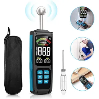 OKWISH Feuchtigkeitsmesser Feuchtemessgerät Wand Feuchtigkeitsmessgerät 20-40mm Analysetiefe, (mit Farb-LCD Akustischem Alarm, 1-St., Genaue und Zerstörungsfreie Messung), für Wände Holz Mauerwerk Putz Baustoffe Beton Baufeuchte schwarz