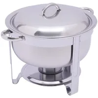 KIOPOWQ Runde Speisewärmer 5 litres Edelstahl Chafing Dish Warmhaltebehälter Wärmebehälter für Buffet Hotel und Party (Silber)