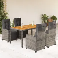 VidaXL 5-tlg. Garten-Essgruppe mit Kissen Grau Poly Rattan