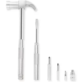 luxuskollektion Multitool 6in1 Schraubendreher Hammer Nagelzieher Griff Silber