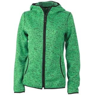 Damen Strickfleece-Kapuzenjacke "JN588" - XL - green-melange