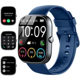 uaue Smartwatch Herren Damen, 1,91" HD Smartwatch Damen mit Telefonfunktion, Smart Watch Fitnessuhr 113+ Sportmodi, IP68 Wasserdicht, Sportuhr mit Herzfrequenz Schlafmonitor Schrittzähler, Blau