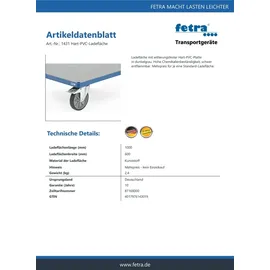 Fechtel Fetra fetra Ladefläche mit Hart-PVC-Platte für MultiVario LxB 1000x600 mm