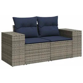 vidaXL 5-teiliges Gartensofa-Set mit Kissen, grau, Polyrattan