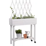 Dobar Hochbeet mit Rankhilfe 79 x 28,5 x 130 cm weiß