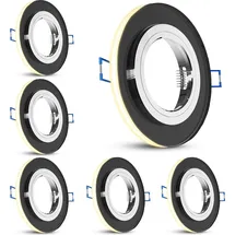 SSC-LUXon YAPU 6 Stück Einbauspot mit LED Ring schwarz rund - spiegelnde Einbau Deckenleuchten für GU10 / Module inkl. Fassung