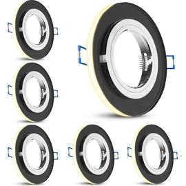 SSC-LUXon YAPU 6 Stück Einbauspot mit LED Ring schwarz rund - spiegelnde Einbau Deckenleuchten für GU10 / Module inkl. Fassung
