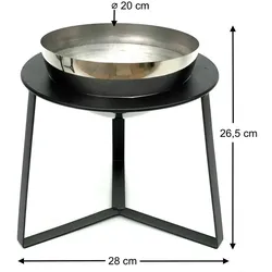 DanDiBo Blumenhocker Metall mit Topf Schwarz Silber 27 cm Blumenständer 96091 M Blumensäule Modern Pflanzenständer Pflanzenhocker