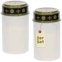GarPet LED-Kerze 2er Grablichter LED Batteriebetrieben Ewiges Licht Set Grabkerzen Weiß