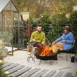 ECD Germany Feuerschale Ø55x24 cm Stahl mit 3 Füße für Grillabend, Feuerstelle BBQ