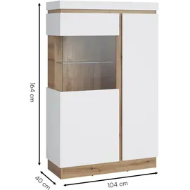 Meble Wojcik Highboard 104 x 164 cm Alpinweiß / Eiche