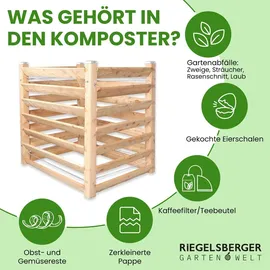 Gartenwelt Riegelsberger Moderner Komposter aus Lärchenholz Massivholz Steckkomposter Kompostsilo Holzkomposter : 100 cm : Single ca. 80x120 cm