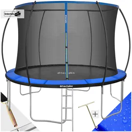 Tectake tectake® Trampolin, Ø 366 cm, GS-zertifiziert, Randabdeckung, inklusive Einstiegsleiter