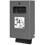 Proregal Robuster Kombiascher mit Hundekotbeutelspender | HxBxT 43x26,5x14,8cm | Stahl | Grau | Mülleimer Aschenbecher Abfalleimer