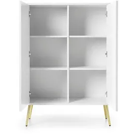 Deine Möbel 24 Hochkommode 103 x 129 x 39 cm Weiß / Gold