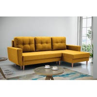 Beautysofa Ecksofa Couch Sofa Ecksofa ONLY mit Schlaffunktion Universelle Ottomane gelb